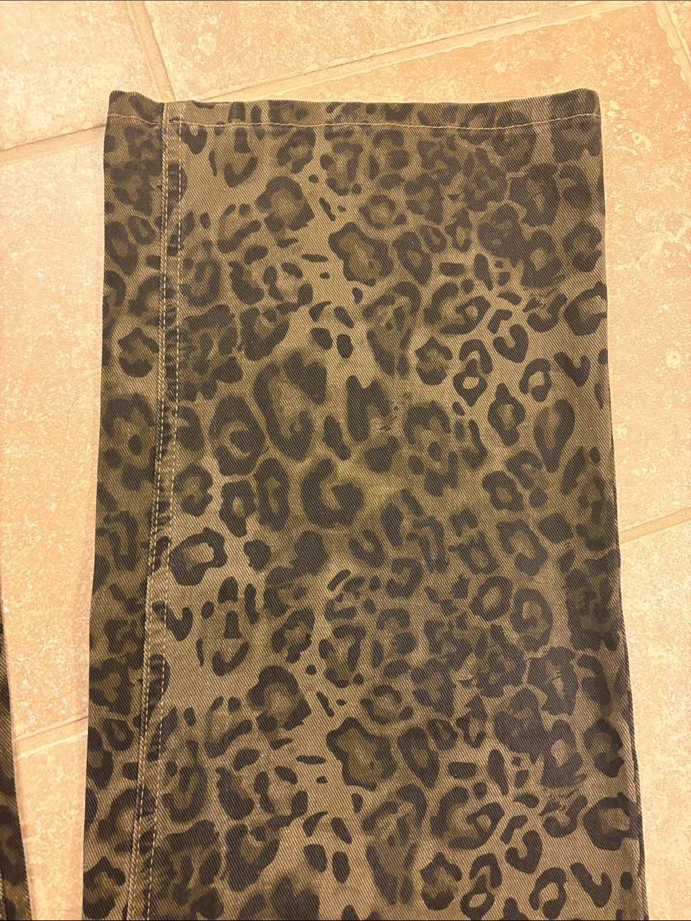 Amazon Olive Green and Black Leopard Wide Leg Pants - Picture 3 of 4